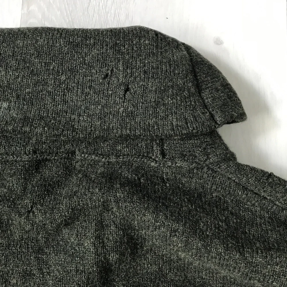 J CREW GREEN WOOL FISHERMAN SHAWL COLLAR CHUNKY SWEATER MENS SMALL
